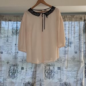 Cream & Black Blouse